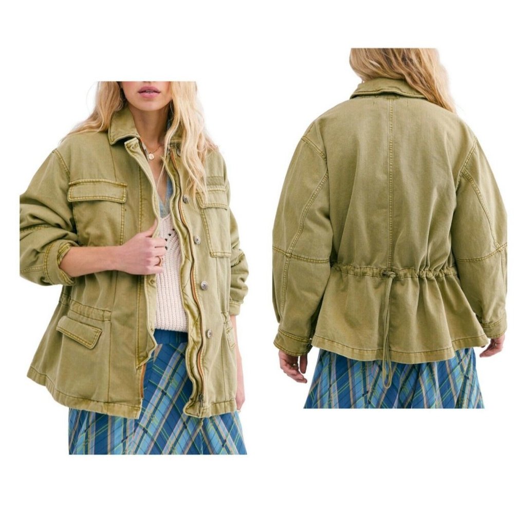 Free People Seize The Day Green Military Jacket